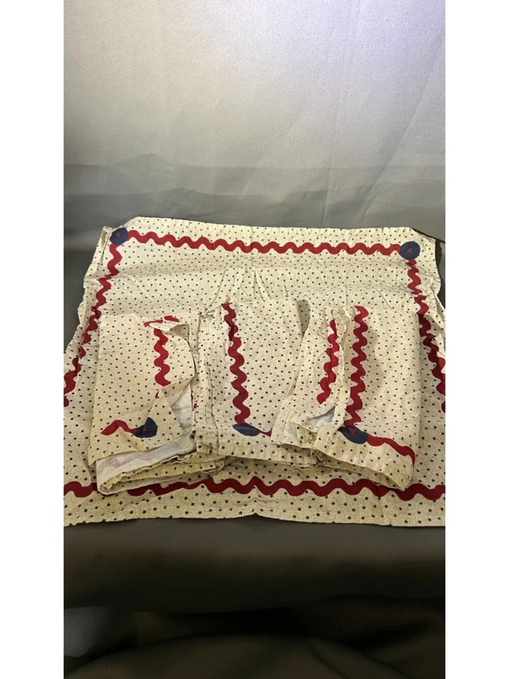 Patriotic Print Cotton Napkins Set Red & Blue Accents